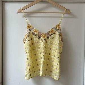 Urban Outfitters Yellow Floral Embroidered Tank Top